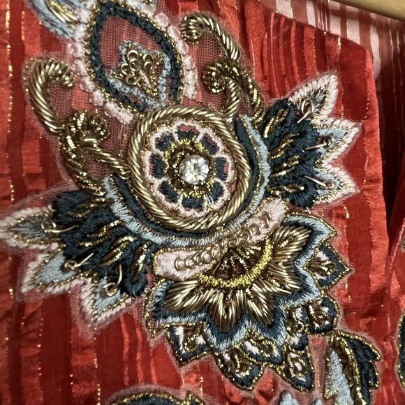 Soft Surroundings Jeweled Embroidered Caftan Dress Womens S/M Metallic - Picture 3 of 8